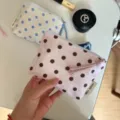 Simpatico borsellino a pois con cerniera mini borsetta cosmetica portatile per uso quotidiano. - Senza Accessori / Rosa carne a pois caffè