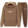 Casual fleece hoodie and sweatpants set for men and women, comfortable autumn winter tracksuit. - XS / Top And Bottom / Coffee