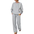 Gray Sweatshirt And Sweatpants Set Casual Long Sleeve Tracksuit For Unisex Daily Outfits - Gray