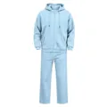 Herren Freizeit Fleece Kapuzenjacke mit Reißverschluss und passender Jogginghose Set. - S / Hellblau