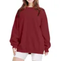 Vista detallada de la sudadera burdeos lisa que muestra tela suave y puños acanalados. - S / Sudadera de cuello redondo granate