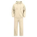 Herren Fleece Kapuzenpullover und Jogginghose Trainingsanzug, casual Outdoor Stil, beige. - S / Khaki