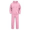 Rosa Fleece Kapuzenpullover mit Reißverschluss und Jogginghose für Herren, Sportbekleidung. - Rosa