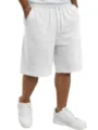 Pantalones cortos de punto blancos casuales para hombres con cordón, ajuste cómodo. - S / Blanco