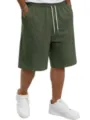 Heren casual shorts met trekkoord gebreid groen detailoverzicht voor dagelijks gebruik - Legergroen