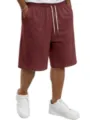 Heren casual gebreide shorts met trekkoord detail, comfortabele elastische taille en handige zakken. - Bordeauxrood