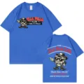 Camiseta azul de manga corta con gráfico vintage Ella Fellas para hombres y mujeres parejas - S / Azul zafiro