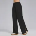 Pantalón de chándal ancho negro con abertura lateral, pantalón casual cómodo. - S / Negro
