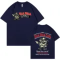 Camiseta gráfica vintage Ella Fella Club para hombres y mujeres, parte superior de algodón casual. - S / Azul marino