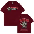 Camiseta vintage de manga corta burdeos para hombre y mujer con estampado gráfico retro. - S / Tops / Burdeos