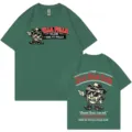 Camiseta clásica de manga corta verde oscura con estampado gráfico de dibujos vintage. - S / Tops / Verde oscuro