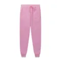 Pink fleece sweatpants casual running fitness trousers with adjustable drawstring pockets. - Pink