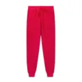 Comfortable red unisex fleece sweatpants with elastic drawstring waist and cuffed ankles. - Red