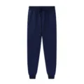 Classic navy blue fleece sweatpants for men and women, cozy joggers with drawstring waist. - S / Navy Blue