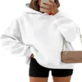 Sudadera con capucha de felpa blanca para hombre y mujer, jersey informal de hombro caído. - S / Blanco