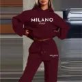 Ensemble sweat à capuche et pantalon de survêtement femme, vêtement sport confortable, bordeaux. - Bordeaux