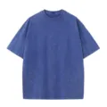 T-shirt oversize in cotone lavato vintage per uomo e donna, spalle scese e vestibilità comoda. - Taglia S / Blu Parigi