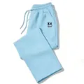 Y2K gothic print loose wide-leg sweatpants in light blue with drawstring waist design. - S / Sky Blue