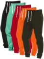 Women casual solid color drawstring sweatpants cuffed active trousers 5-pack set. - S / Mixed Colors