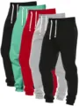 Detailed view of casual sweatpants drawstrings and elastic waist, multi-color bundle set. - S / Multicolor 2