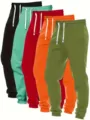 Women solid color drawstring sweatpants casual cuffed jogger pants 5 pack activewear - S / Purple Blue White