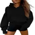 Sudadera con capucha de felpa negra para hombres y mujeres, jersey casual con bolsillo frontal. - S / Gris
