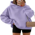 Felpa con cappuccio oversize lilla da donna, pullover felpato a maniche lunghe con tasca. - Taglia S / Viola chiaro