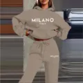 Ensemble de survêtement décontracté pour couple avec sweat à capuche et pantalon assorti. - Chameau