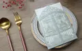 Laser-cut wedding invitation card with gold foil details on a decorative plate with cutlery - Invitation Set (With Inner Page Printing) / Silver