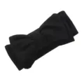 Close-up of black ribbed fabric baby headband with large decorative bow - Black