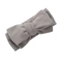 Detailed macro view of the soft ribbed fabric on a handmade grey baby bow headband - Light Gray