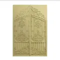 Elegante tarjeta de invitación de boda cortada con láser y diseño de puerta dorada - Solo Cubierta / Champán dorado