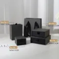 Γκρι συρταρωτό κουτί από ανακυκλωμένο χαρτί για συσκευασία δώρου κοσμημάτων - Γκρι μαύρο κουτί συρταριού / Τσάντα μεταφοράς 11*12*6cm