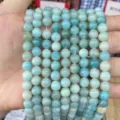 Natuurlijke lichtblauwe agaat chalcedoon ronde kralen voor DIY sieraden maken hobby - 6mm/Ca. 60 Stuks Per Snoer / Effen Amazoniet