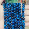 Levendige blauwe natuurlijke agaat ronde kralen voor DIY sieraden en armbanden - 6mm/Ca. 60 Stuks Per Snoer / Blauwe Tijgeroog