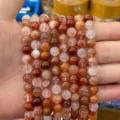 Natural carnelian agate round beads for DIY bracelet jewelry making - Red Rabbit Hair Quartz