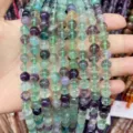 Natural rainbow fluorite loose round stone beads strands for DIY jewelry and bracelets - Fluorite