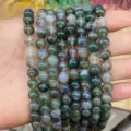 Natural green moss agate round loose beads for DIY jewelry and bracelet making 10mm - Premium Moss Agate