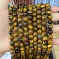 Natural yellow tiger's eye stone round loose beads for DIY bracelets and necklaces - Yellow Tiger's Eye AB