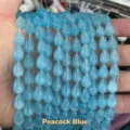 Handmade DIY 8x12mm teardrop shaped cat's eye stone loose beads in peacock blue color - Approx. 8*12mm (Around 31 Pcs/Strand) / Peacock Blue