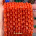Bright red 8x12mm teardrop cat's eye stone beads for DIY jewelry making projects - Approx. 8*12mm (Around 31 Pcs/Strand) / Red
