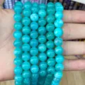 Natural turquoise blue agate chalcedony round loose beads for DIY jewelry making - Amazonite Grade 2