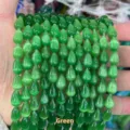 Vibrant green cat eye teardrop beads 8x12mm for DIY necklace and bracelet jewelry making - Approx. 8*12mm (Around 31 Pcs/Strand) / Green