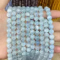 Light blue natural agate chalcedony stone beads for DIY jewelry making and bracelets - Aquamarine Grade 2