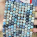 Premium natural blue agate and chalcedony round beads for DIY jewelry making crafts - Variscite