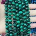 High-quality natural green agate round loose beads for DIY jewelry making accessories - Green Tiger Eye