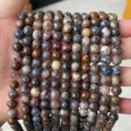 Natural agate and chalcedony multi-color loose round beads for DIY jewelry making - Pietersite B