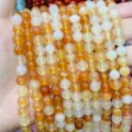 Natural orange and yellow agate chalcedony round loose beads for DIY jewelry making crafts - Golden Orange Lemon Agate