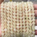 Natural pale yellow agate chalcedony round loose beads for professional DIY jewelry making - Lemon Gold Grade 2