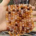 Natural orange agate crystal round beads strands for DIY jewelry making semi-finished - Red Hematoid Quartz Grade 2